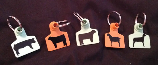 Animal Ear Tag Key Ring